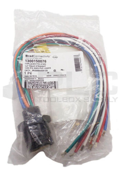 Sealed New Woodhead 3R2006A20A120 Cable Assembly 12P Male Straight 12" 47405