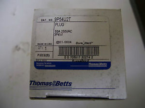 Thomas & Betts Plug Cat#9P54U2T 50A 250V 3P4W Nib