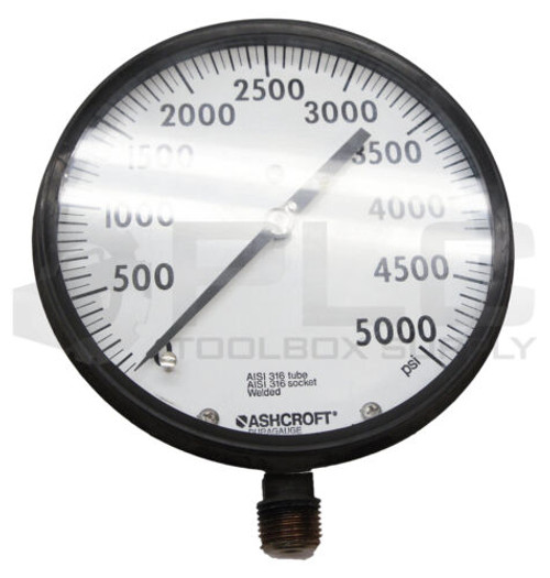 New Ashcroft 250-2362-B Pressure Gauge 0-5000Psi 316 Tube & Socket Read