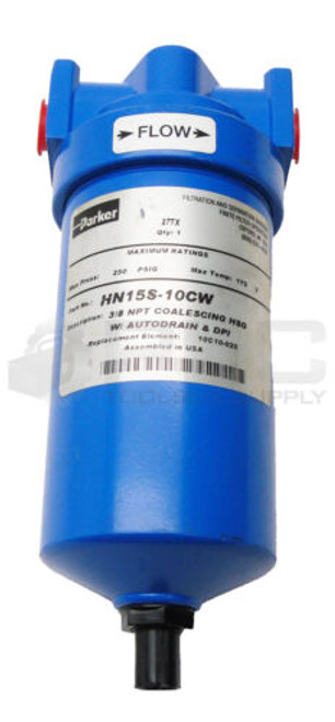 New Parker Hn15S-10Cw Finite Filter 3/8 Npt Coalescing Hsg W/ Autodrain & Dpi