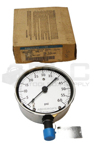 New Ashcroft 451009S04L60# General Service Gauge 1009S 0-60Psi 4-1/2" Read