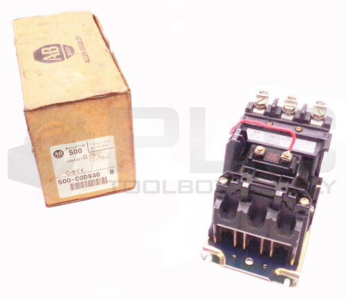 New Allen Bradley 500-C0D930 Ser B Contactor Size 2 45A 600Vac