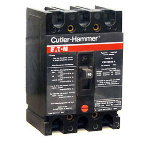 Cutler Hammer FS320040A 40A 3-Pole 240V Circuit Breaker WARRANTY