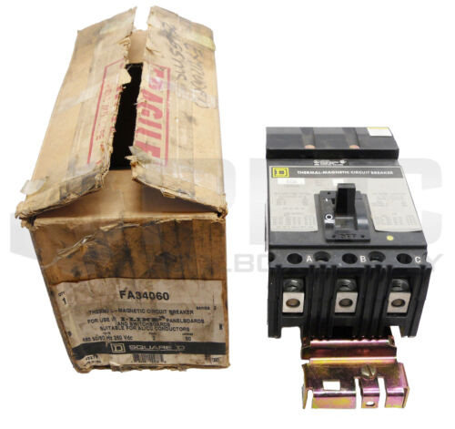 New Square D Fa34060 /2 Thermal Magnetic Circuit Breaker 60A 480Vac Read