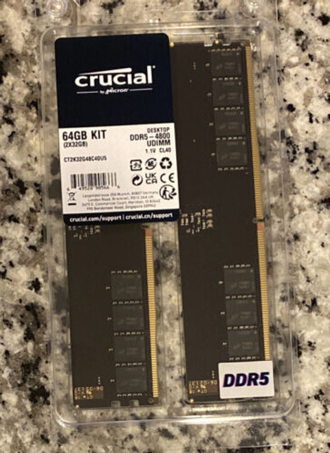 Crucial 64Gb Ddr5 4800 Ram  (2X32Gb Kit) (Ct2K32G48C40U5)