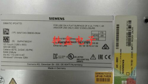 1Pcs Used Working 6Av7240-0Bb36-0Ka4