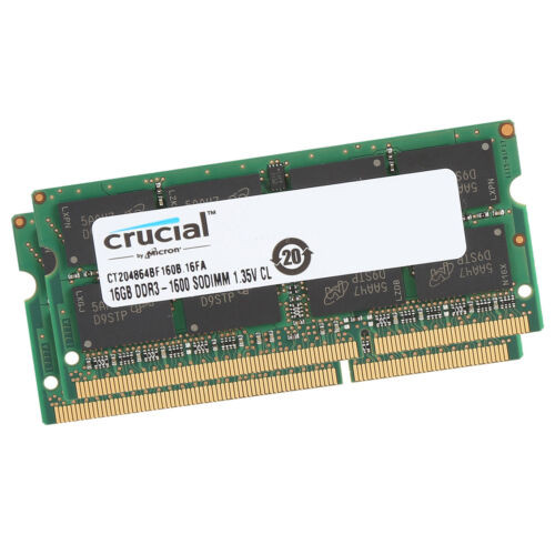 Crucial Kit 32Gb 2X 16Gb Ddr3L 16Gb 1600Mhz Sodimm Laptop Memory Ct204864Bf160B