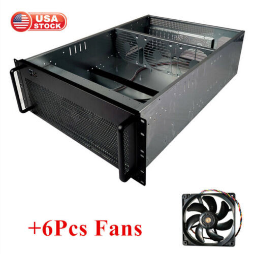 For     Computer 8X Gpu Computer Server Case Open Air Mining Frame + 6X Fans