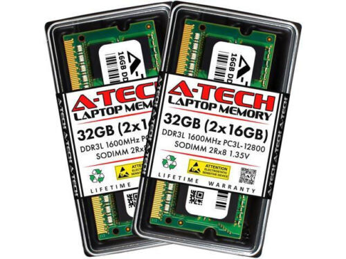 A-Tech 32Gb (2X16Gb) Ddr3 / Ddr3L 1600Mhz Sodimm Pc3-12800 2Rx8 1.35V Cl11