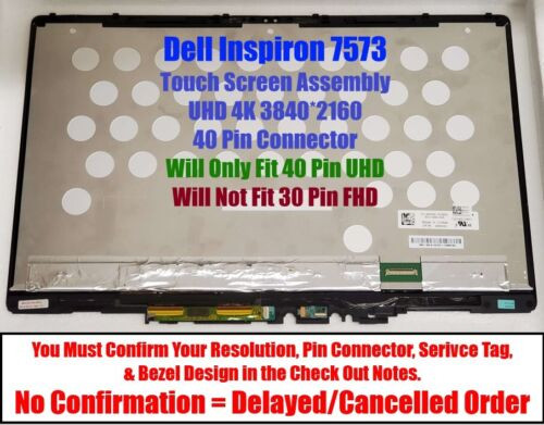 New Dell Inspiron 15 7573 15.6" Uhd Lcd Touch Screen Assembly T47Rr