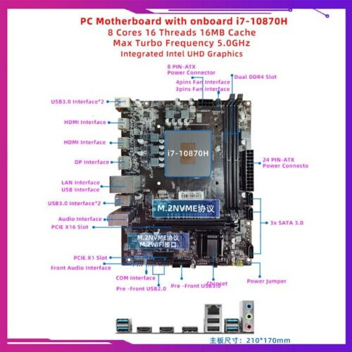 Computer Motherboard Lot Onboard I7 Cpu Combos I7-10870H 8C 16T Mainboard Laptop