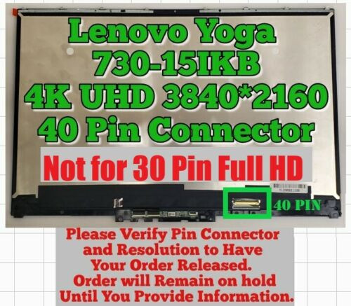 4K 15.6" Uhd Touch Lcd Screen Assembly Lenovo Yoga 730-15Ikb 15Iwl Nv156Qum-N51