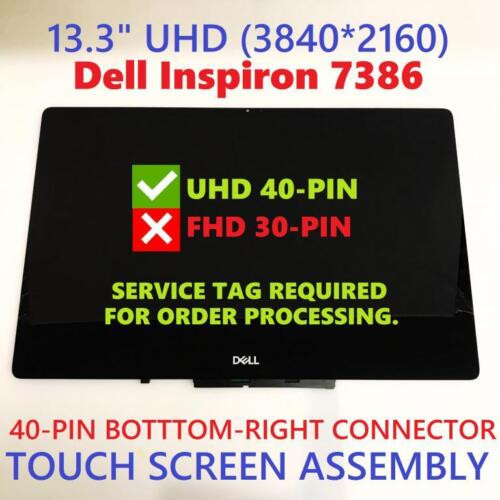 Dell Inspiron 13 I7386-7007Blk 6X0Y0 4K Uhd 13.3" Touch Screen Assembly