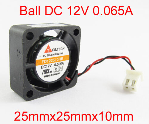 100X Y.S.Tech Fd122510Hb 25X25X10Mm 2510 12V 0.065A Double Ball Dc Brushless Fan