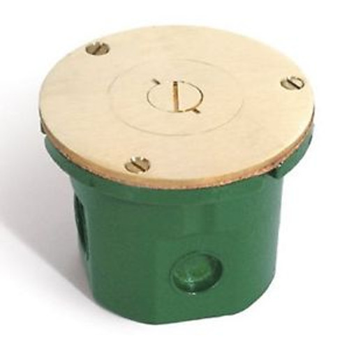 New  Lew Electric 812-DFB-W/524 Round Floor Box with Brass Cover Receptacle