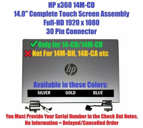 Hp 14M-Cd0003Dx 14M-Cd 14 Laptop Fhd Lcd Touch Screen Full Assembly