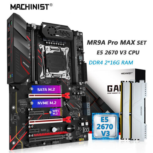 Machinist X99 Motherboard Lga 2011-3 Xeon E5 2670 V3 Cpu 32Gb Ddr4 Ram Nvme Wifi