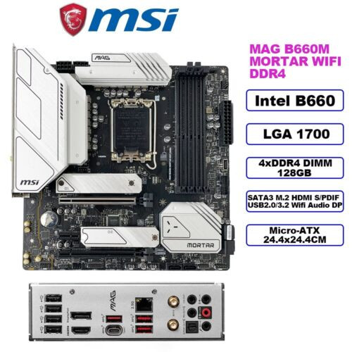 Msi Mag B660M Mortar Wifi Ddr4 Motherboard M-Atx Intel B660 Lga1700 Sata3 Hdmi