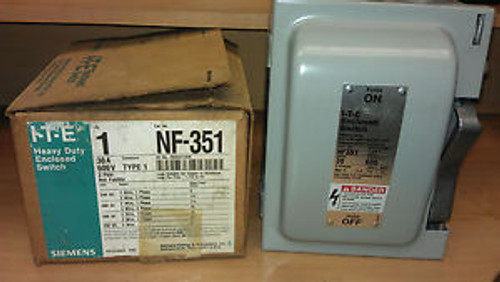 Siemens I-T-E Heavy Duty Enclosed Switch with contacts NF-351 3POLE 30A 600V 3PH