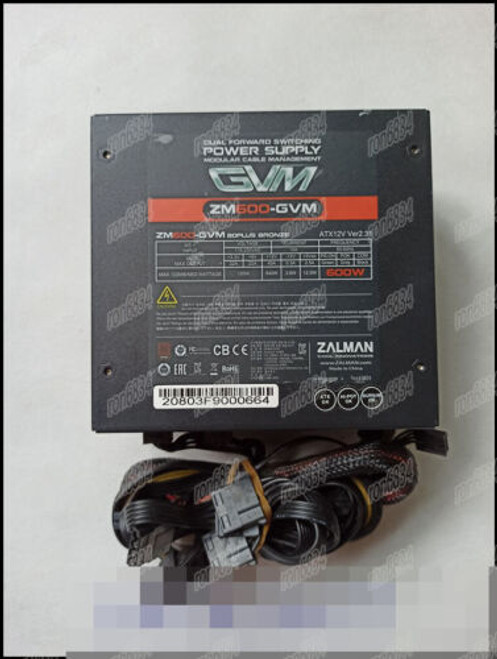 1Pc Used Zalman Zm600-Gvm 80Plus Bronze Atx12V Ver2.31