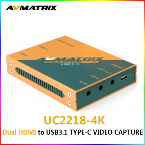 Avmatrix Uc1218-4K Dual Hdmi To Usb 3.1 Type-C Video Capture Card Hdmi Loop-Out