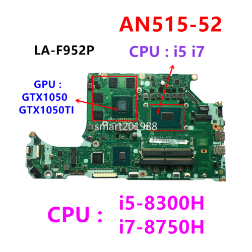 La-F952P Motherboard For Acer An515-52 An515-53 W/ Cpu I5 I7 Gpu Gtx1050 Ti Ram