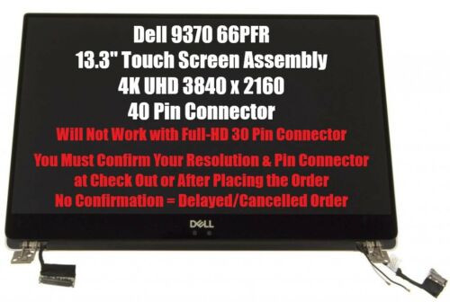 Dell Xps 13 9370 13.3" Uhd Touch Screen Glossy Lcd Full Screen Complete Assembly