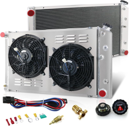 Ozcoolingparts 3 Row Core Aluminum Cu162 Radiator + 2 X 12" Fan W/Louver Shroud