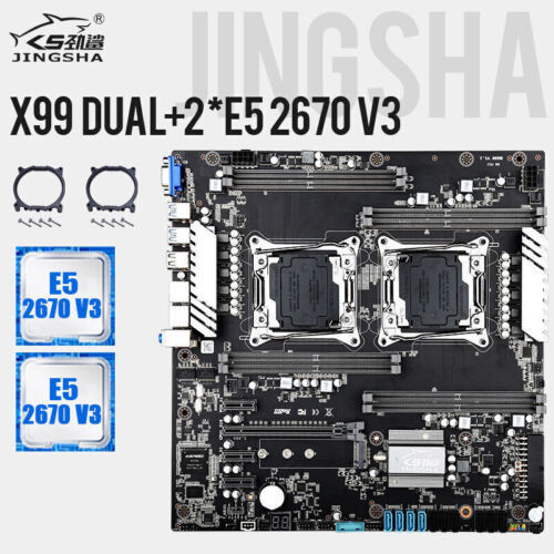 Jingsha X99 Dual Cpu Motherboard Set Lga 2011-3 With Xeon E5 2670 V3 Processor