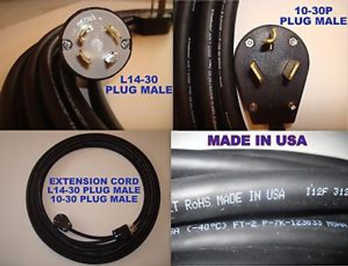 Extension Cord 50 Feet 250 V L14-30 P 10-30 P  Works Generator To Dryer Outlet