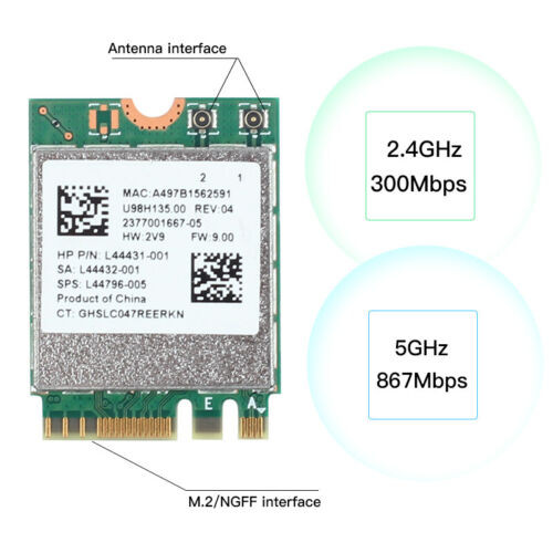 Rtl8822Ce M.2 Wifi Card 1200Mbps Dual Band 802.11Ac Bt5.0 Wireless Network Card