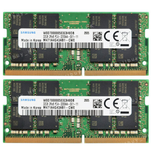 Samsung 64Gb 2X32Gb Pc4-3200Aa Ddr4-25600S 260Pin Non Ecc Notebook Laptop Memory