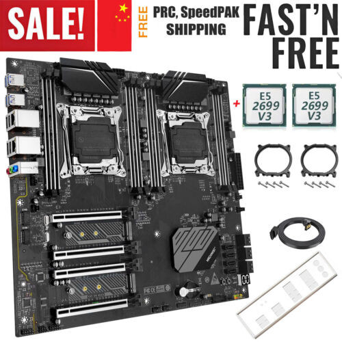 X99 D8 Max Motherboard Lga 2011-3 W/ 2Pcs Xeon E5 2699 V3 Cpu Ddr4 Ram Nvme M.2
