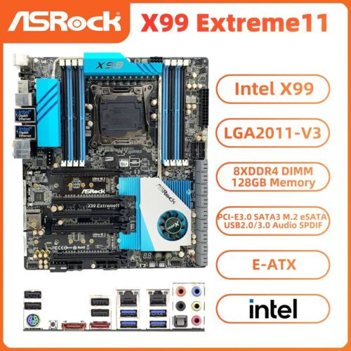 Asrock X99 Extreme11 Motherboard Eatx Intel X99 Lga2011-3 Ddr4 Sata3 M.2 Spdif