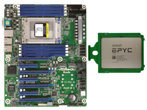 Amd Epyc 7282+Asrock Epycd8 Motherboard 16C 32T 64Mb 2.8-3.2Ghz Sp3 Pcie3.0×164