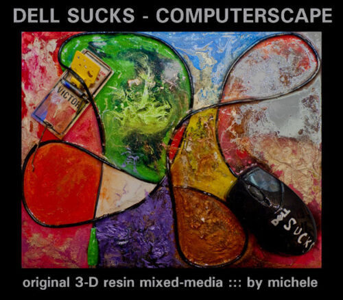 Computer Nerd Gift Dell Sucks 3-D Painting Original Funny Art Humor Sculpture