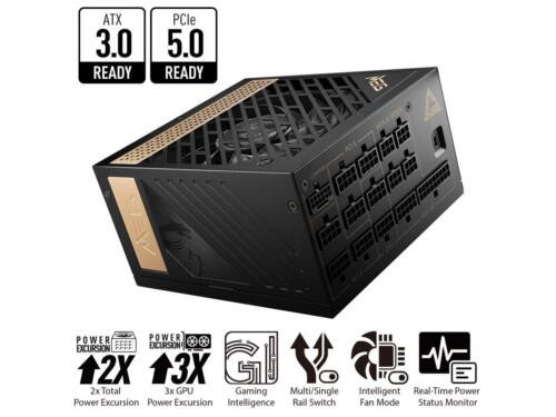 Msi - Meg Ai1300P Pcie 5.0, 80 Platinum Full Modular Gaming Psu, 12Vhpwr Cable