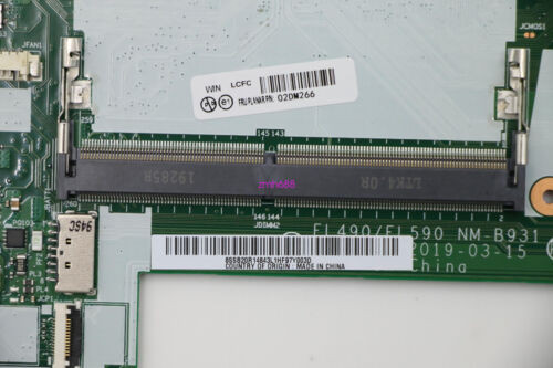 Fru:02Dm266 For Lenovo Thinkpad L490/L590 Nm-B931 W/ I7-8565U Laptop Motherboard