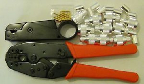 LMR-400 3-BLADES Metal Cable STRIPPER+ CRIMP TOOL+10 N Male SILVER Connector