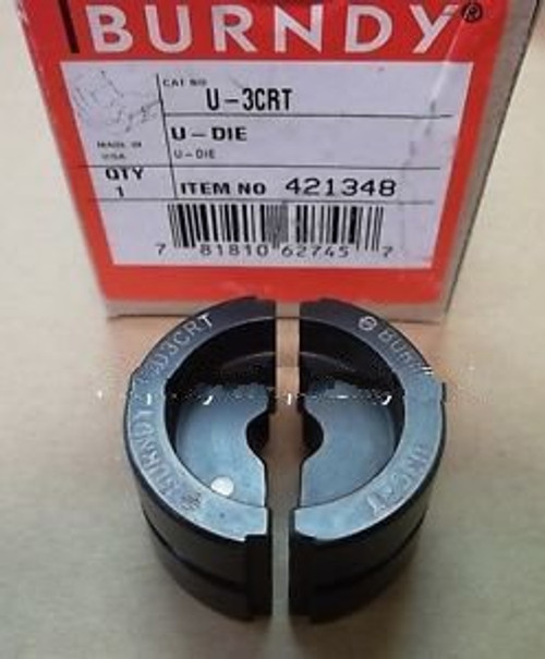 Burndy U3CRT crimping #3 Str CU index 9 crimp die Hydraulic U type 12 TON NEW