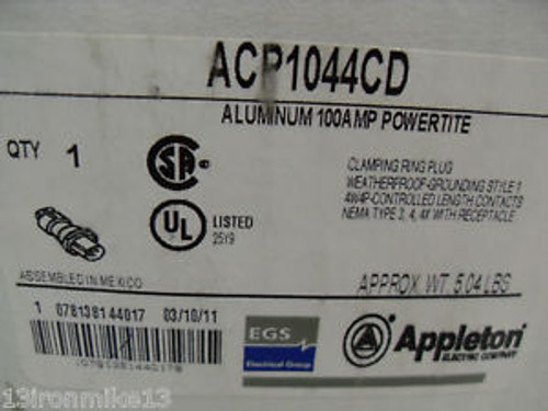 New Appleton Acp1044Cd 100-Amp Pin&Sleeve Plug 100A 600V 4W4P