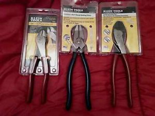 Klein 3 piece New  linemans, diagonal pliers and crimping tool models D228-8. D21