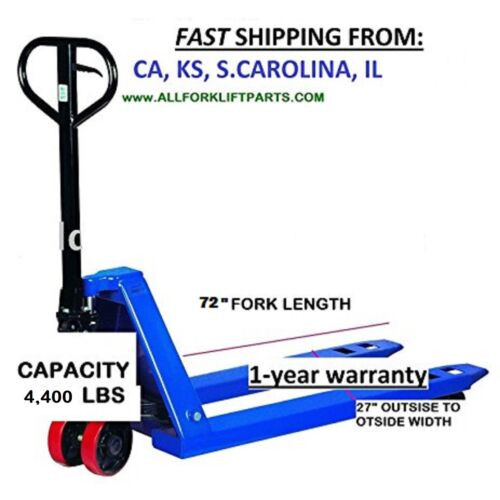 Pallet Truck Pallet Jack 4400 Lb 27X72 Pallet Jack Hand Truck 6 Ft 6 Foot New