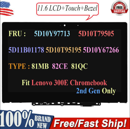 For Lenovo 300E Chromebook 2Nd Gen Ast 82Ce Lcd Touch Screen W/ Bezel 5D11B01178