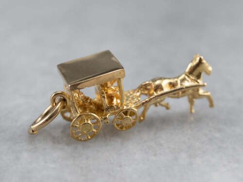 Gold Horse And Carriage Charm