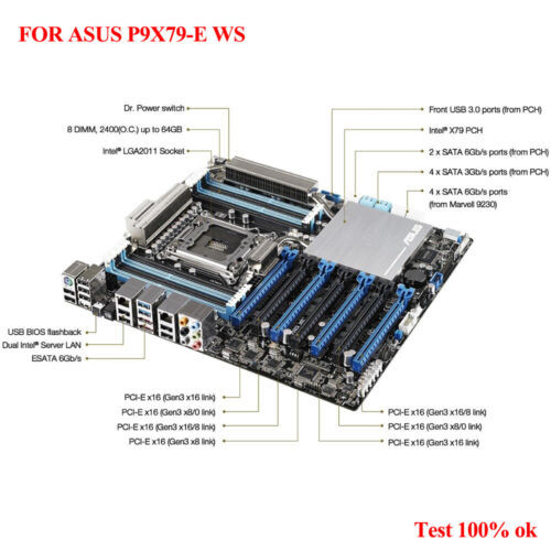 For Asus P9X79-E Ws Full Speed 4-Way Sli Supports 2011-V2 Full Range Of Cpu Ddr3