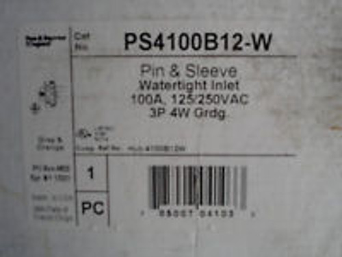 Pass&Seymour Ps4100B12-W Pin&Sleeve Watertite Inlet 100Amp 125/250V 3P 4W - New