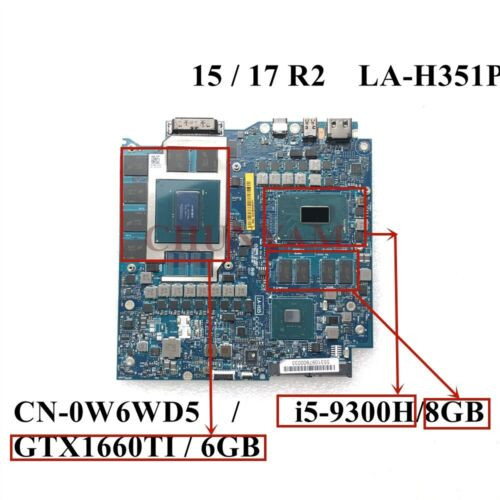 Cn-0W6Wd5 For Dell Alienware M15 M17 R2 Nvidia W I5-9300H Cpu Laptop Motherboard