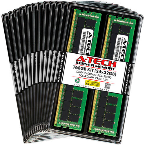 A-Tech 768Gb 24X 32Gb 2Rx4 Pc4-19200R Ddr4 2400 Ecc Reg Rdimm Server Memory Ram