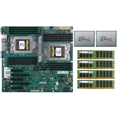 Supermicro H11Dsi Motherboard + 2X Amd Epyc 7601 + 4X Samsung 16Gb 2133Mhz Memory-